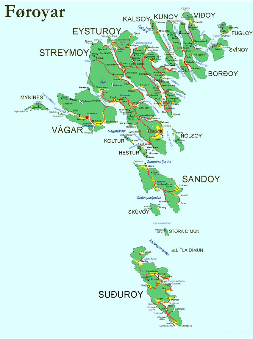 political map of faroe islands